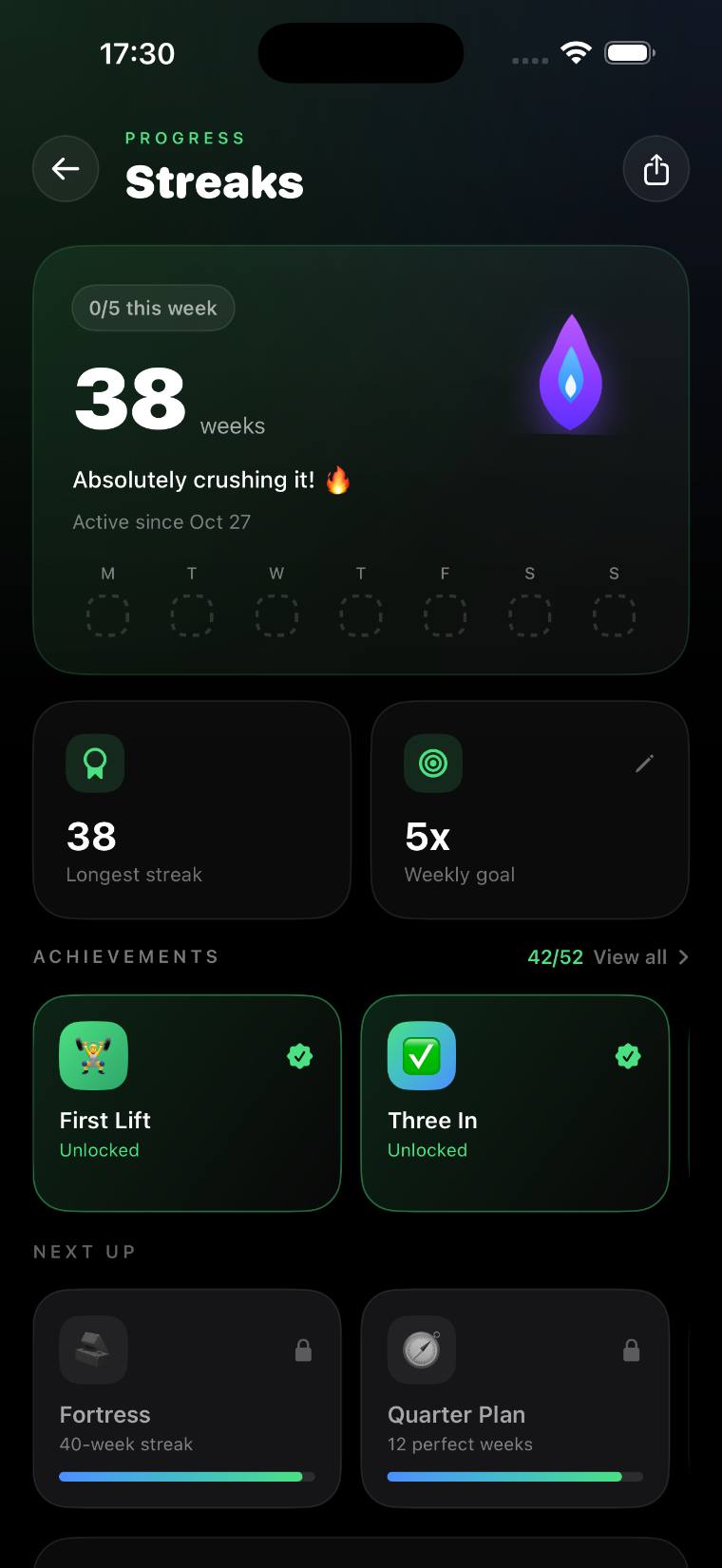 Streaks and achievements